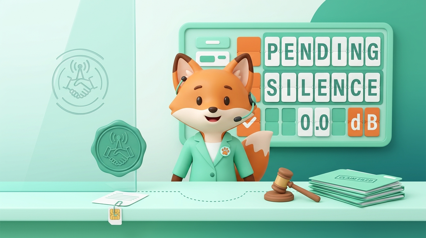 Mint-green parody courthouse status board with fox mascot clerk and sealed folders